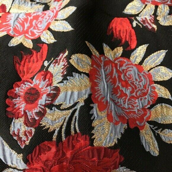New ModCloth Yumi Black Floral Tapestry Dress Pink Red Roses‎  Sz 4 - Picture 9 of 10